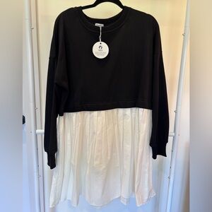 UgerLov Black and White Long Sleeve Dress